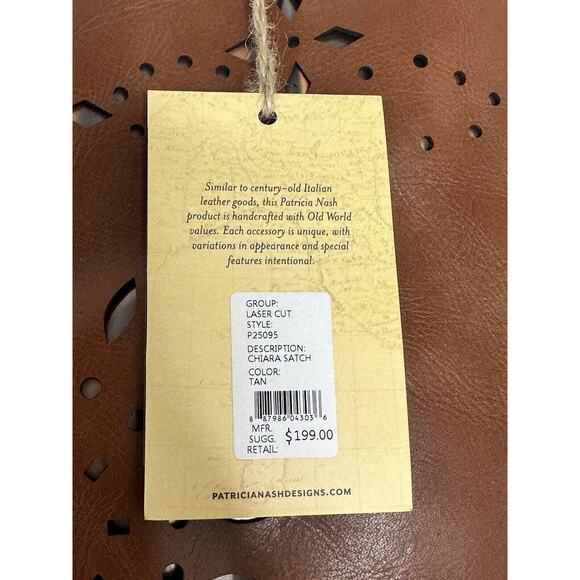 Patricia Nash Cognac Laser Cut Podesta Tooled Leather Satchel Hand Bag NEW - Picture 4 of 12